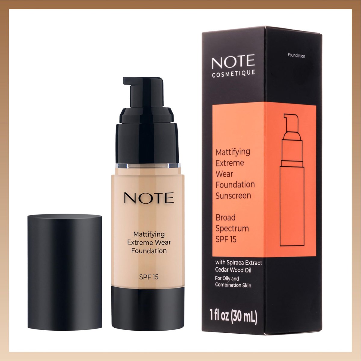 Note Cosmetique Mattifying Extreme Wear Liquid Foundation SPF 15 - Full Coverage Foundation for Oily Skin - 01 Beige - 1 oz - görsel 11