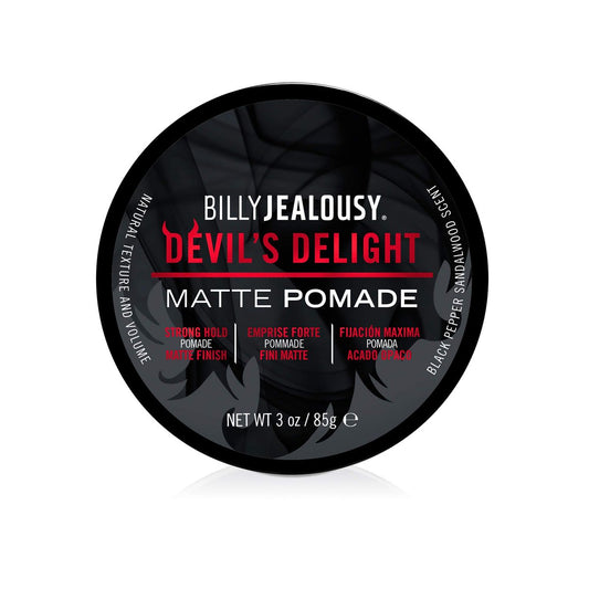 Billy Jealousy Devil's Delight Matte Pomade for Men - Strong Hold, Water-Based, Black Pepper Sandalwood Scent (3 oz) Avelisse