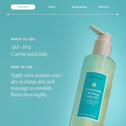 Naturium Niacinamide Cleansing Gelée 3% Plus Hyaluronic Acid & Vitamin C - Gentle Smoothing Face Wash, 7.1 oz Avelisse
