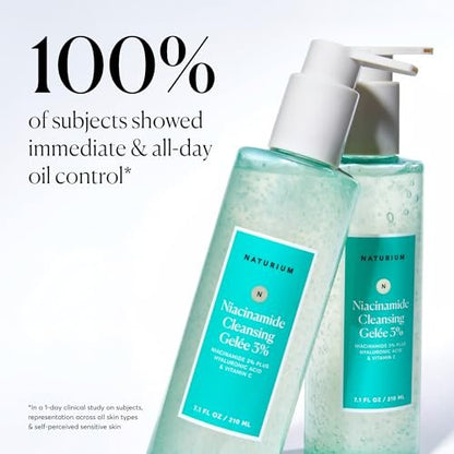 Naturium Niacinamide Cleansing Gelée 3% Plus Hyaluronic Acid & Vitamin C - Gentle Smoothing Face Wash, 7.1 oz Avelisse