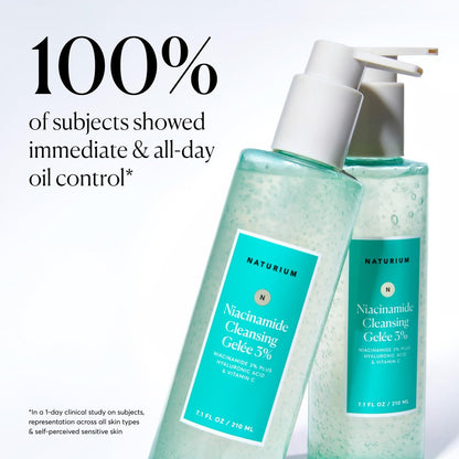 Naturium Niacinamide Cleansing Gelée 3% Plus Hyaluronic Acid & Vitamin C - Gentle Smoothing Face Wash, 7.1 oz Avelisse