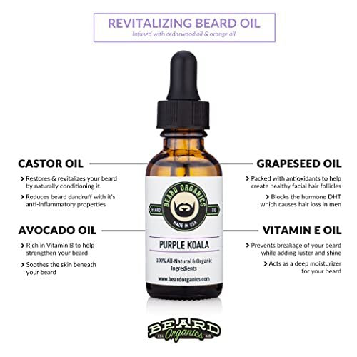 Beard Organics Purple Koala Beard Oil - Eucalyptus & Lavender, 1 fl oz - görsel 4