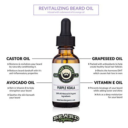 Beard Organics Purple Koala Beard Oil - Eucalyptus & Lavender, 1 fl oz