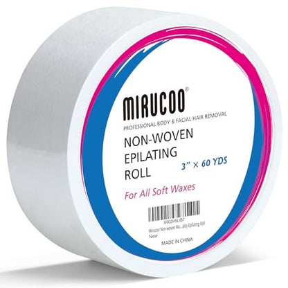 MIRUCOO Non-Woven Wax Strip Roll – 3 Inches x 60 Yards Professional Body & Facial Hair Removal