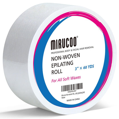 MIRUCOO Non-Woven Wax Strip Roll – 3 Inches x 60 Yards Professional Body & Facial Hair Removal