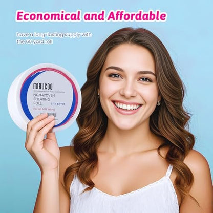 Mirucoo 200 Pieces Large Non-Woven Wax Strips for Body and Facial Hair Removal, Salon Quality Epilating Strips