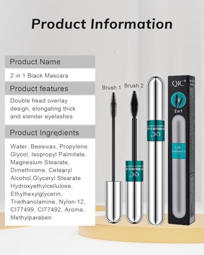 NaSeny 2in1 Vibely Mascara Waterproof Black - Volume & Length, Thickening & Lengthening, 5X Longer, Smudge-Proof, Non Clumping - görsel 16