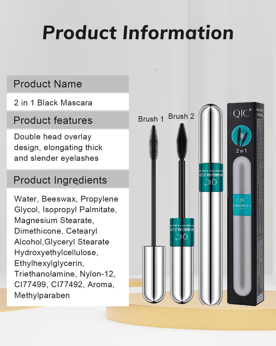 NaSeny 2in1 Vibely Mascara Waterproof Black - Volume & Length, Thickening & Lengthening, 5X Longer, Smudge-Proof, Non Clumping - görsel 15