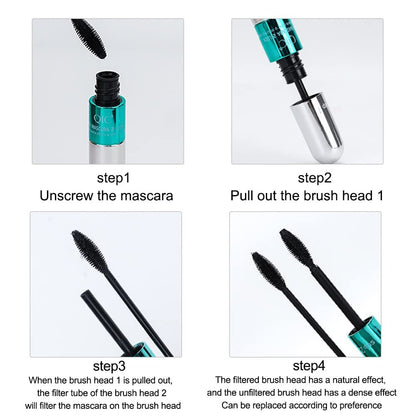 NaSeny 2in1 Vibely Mascara Waterproof Black - Volume & Length, Thickening & Lengthening, 5X Longer, Smudge-Proof, Non Clumping