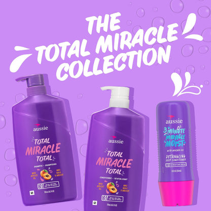 Aussie Total Miracle Hair Care Bundle: Shampoo, Conditioner & 3 Minute Deep Treatment with Apricot & Macadamia Oil for Damaged Hair, Paraben-Free, 26.2 & 8 Fl Oz Avelisse