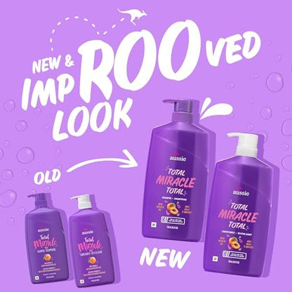 Aussie Total Miracle Hair Care Bundle: Shampoo, Conditioner & 3 Minute Deep Treatment with Apricot & Macadamia Oil for Damaged Hair, Paraben-Free, 26.2 & 8 Fl Oz Avelisse