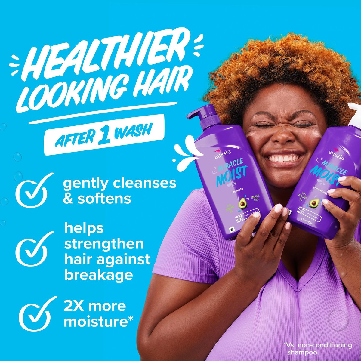 Aussie Miracle Moist Shampoo and Conditioner Set with 3 Minute Miracle Deep Conditioner, Avocado & Jojoba Oil, Paraben-Free, Moisturizes & Detangles, All Hair Types, Citrus Floral Scent, 3 Pack 68.4 Fl Oz Avelisse