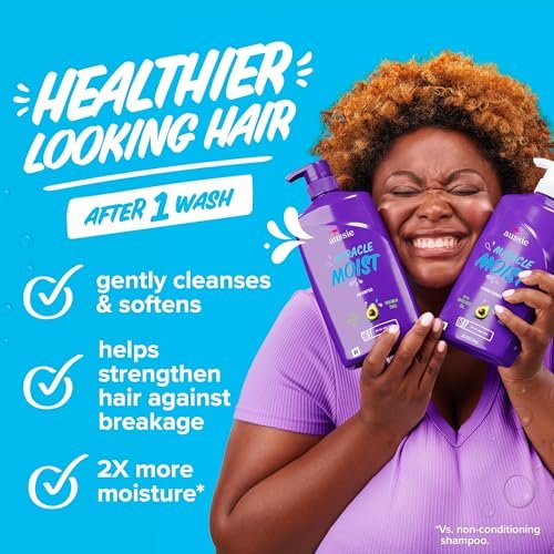 Aussie Miracle Moist Shampoo and Conditioner Set with 3 Minute Miracle Deep Conditioner, Avocado & Jojoba Oil, Paraben-Free, Moisturizes & Detangles, All Hair Types, Citrus Floral Scent, 3 Pack 68.4 Fl Oz Avelisse
