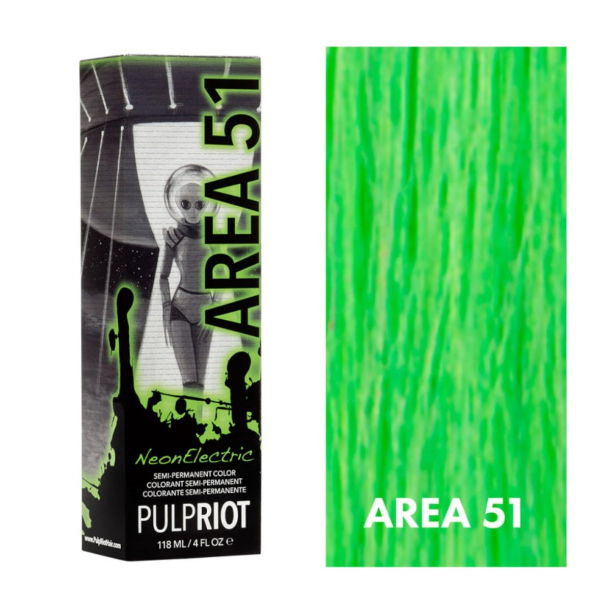 Pulp Riot Semi-Permanent Neon Hair Color 4oz - Area 51 - görsel 1