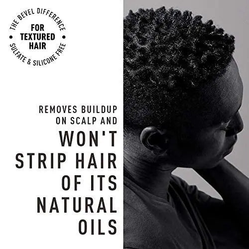 Bevel Shampoo for Men - Sulfate Free Shampoo for Textured Hair with Coconut Oil and Shea Butter, Detangles Coarse, Curly Hair, 12 Oz Avelisse