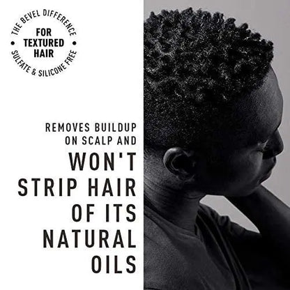 Bevel Shampoo for Men - Sulfate Free Shampoo for Textured Hair with Coconut Oil and Shea Butter, Detangles Coarse, Curly Hair, 12 Oz Avelisse