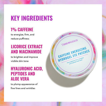Good Molecules Caffeine Energizing Hydrogel Eye Patches - 30 Pairs, Reduce Puffiness & Hydrate with Hyaluronic Acid Avelisse