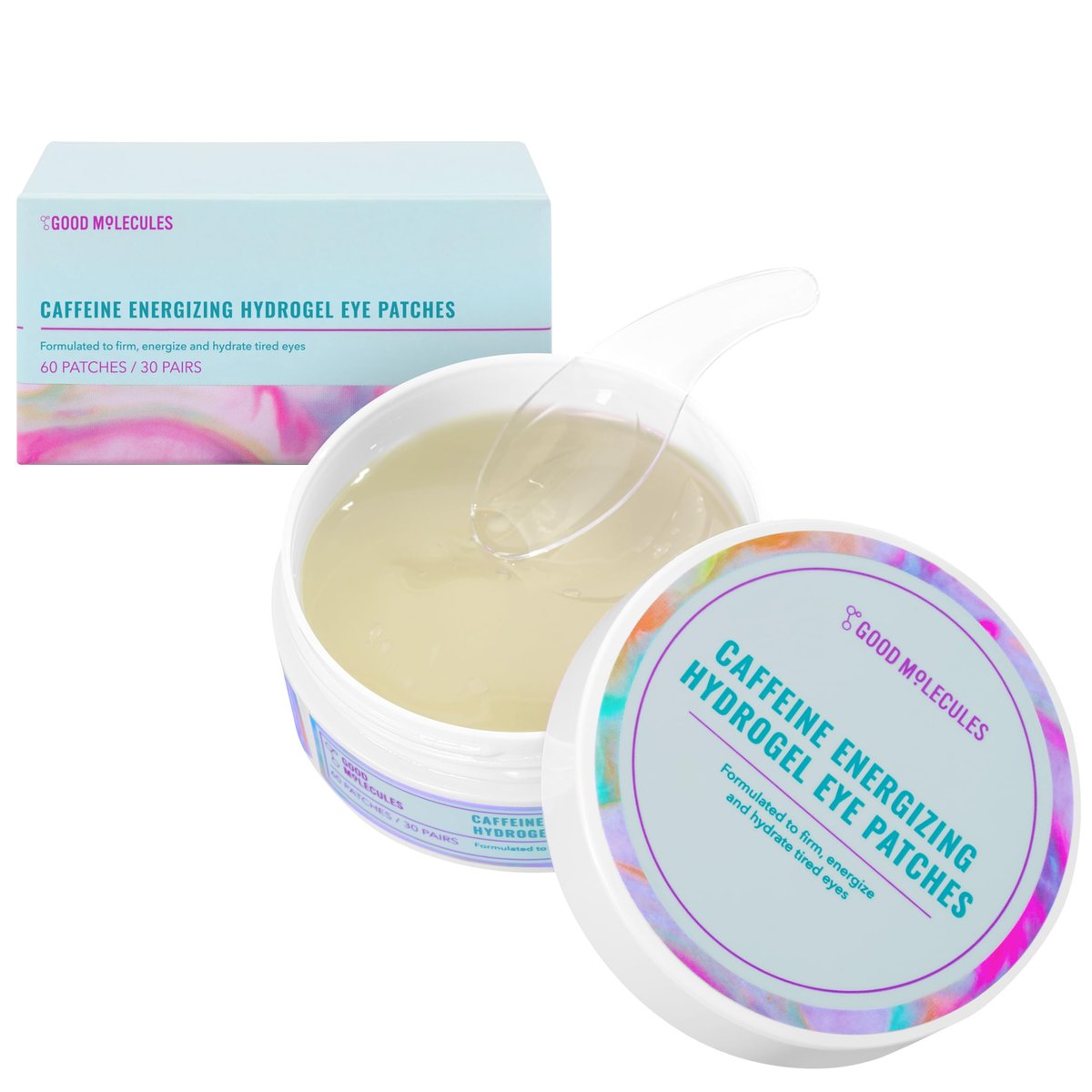 Good Molecules Caffeine Energizing Hydrogel Eye Patches - 30 Pairs, Reduce Puffiness & Hydrate with Hyaluronic Acid Avelisse