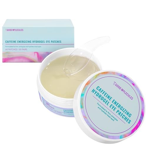 Good Molecules Caffeine Energizing Hydrogel Eye Patches - 30 Pairs, Reduce Puffiness & Hydrate with Hyaluronic Acid Avelisse