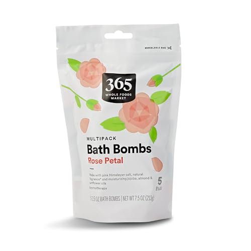 365 by Whole Foods Market Bath Soak, Rose Petal with Himalayan Salt, 5 Count - Relaxing Bath Bombs Avelisse