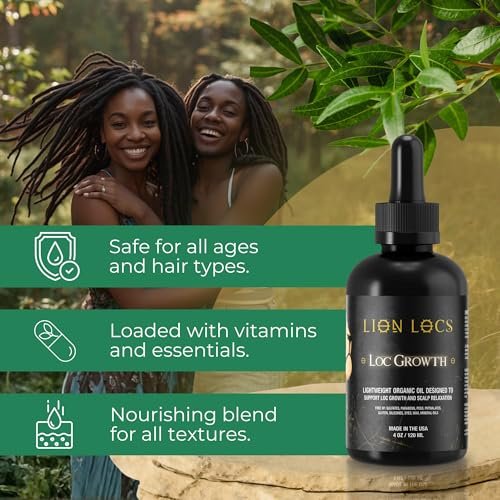 Lion Locs Growth & Scalp Oil for Locs, Braids & Natural Hair – Promotes Healthy Growth, Hydration & Scalp Comfort – Lightweight, Vegan (4oz) Avelisse