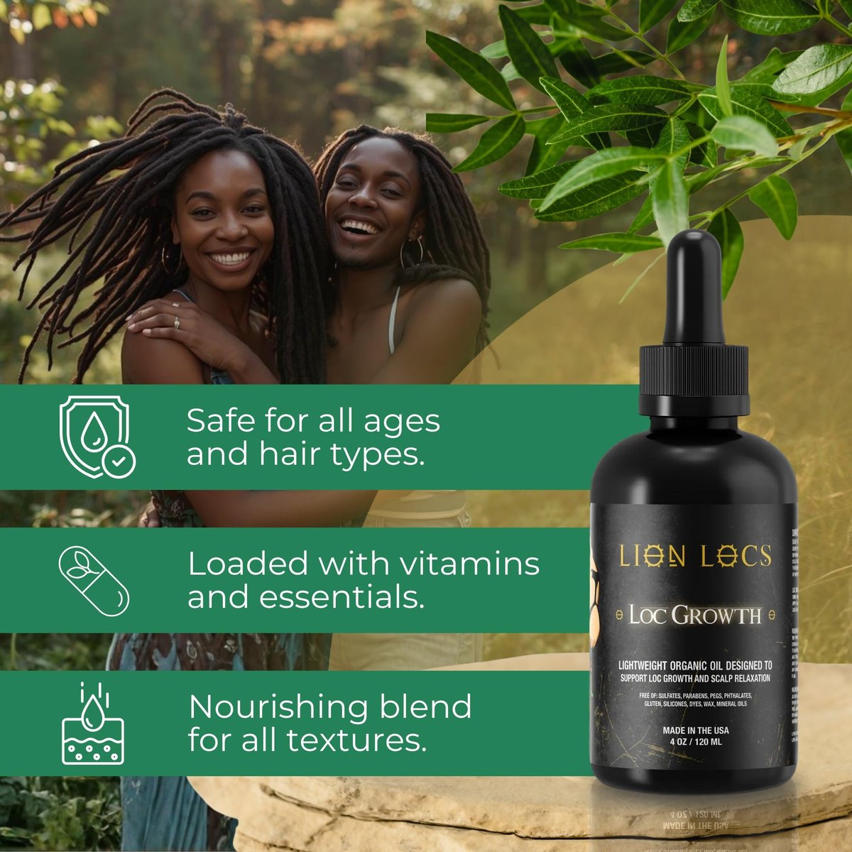 Lion Locs Growth & Scalp Oil for Locs, Braids & Natural Hair – Promotes Healthy Growth, Hydration & Scalp Comfort – Lightweight, Vegan (4oz) Avelisse