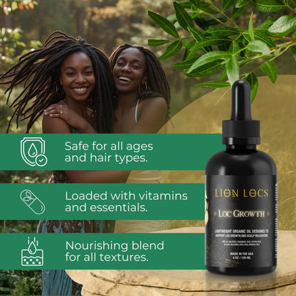 Lion Locs Growth & Scalp Oil for Locs, Braids & Natural Hair – Promotes Healthy Growth, Hydration & Scalp Comfort – Lightweight, Vegan (4oz) Avelisse