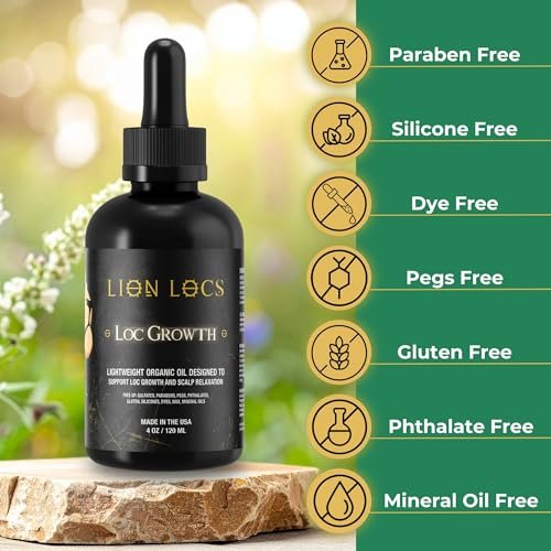 Lion Locs Growth & Scalp Oil for Locs, Braids & Natural Hair – Promotes Healthy Growth, Hydration & Scalp Comfort – Lightweight, Vegan (4oz) Avelisse