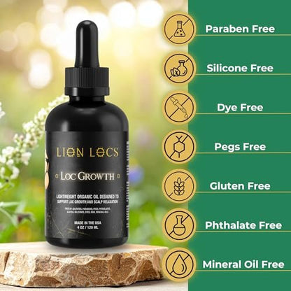 Lion Locs Growth & Scalp Oil for Locs, Braids & Natural Hair – Promotes Healthy Growth, Hydration & Scalp Comfort – Lightweight, Vegan (4oz) Avelisse