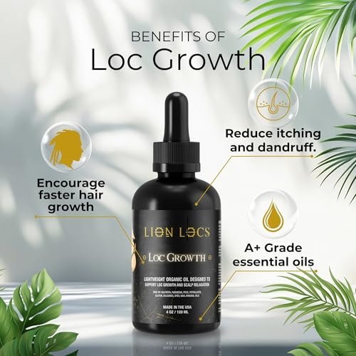 Lion Locs Growth & Scalp Oil for Locs, Braids & Natural Hair – Promotes Healthy Growth, Hydration & Scalp Comfort – Lightweight, Vegan (4oz) Avelisse