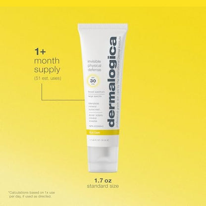Dermalogica Invisible Physical Defense SPF30 - 1.7 Fl Oz Face Sunscreen Moisturizer, Non-Greasy, Defends Against UVA/UVB/Blue Light Avelisse