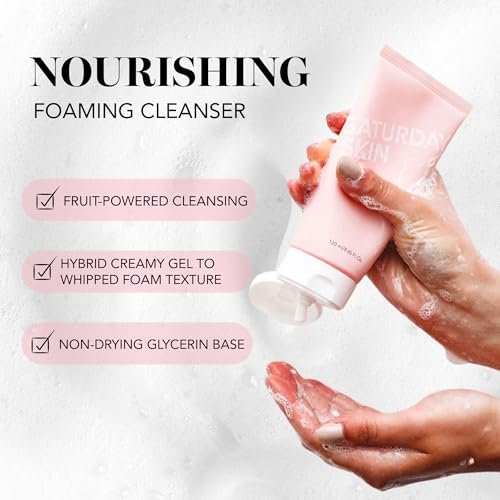 Saturday Skin Hydrating Foam Cleanser – Anti-Aging Face Wash with Apple Extract for Sensitive, Dry Skin | 4.05 Fl Oz Avelisse