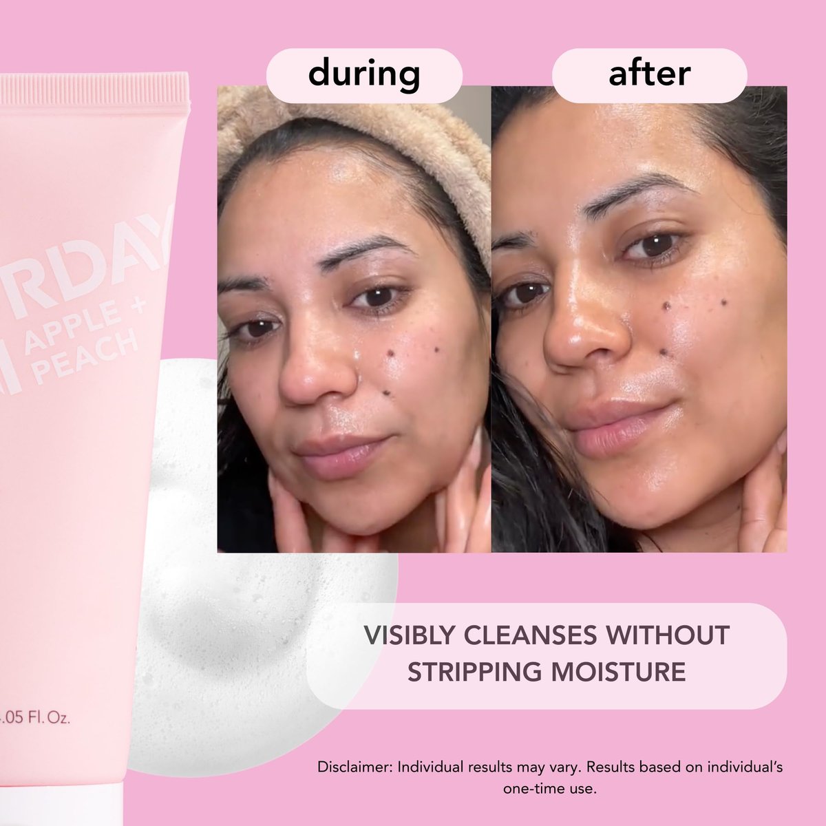 Saturday Skin Hydrating Foam Cleanser – Anti-Aging Face Wash with Apple Extract for Sensitive, Dry Skin | 4.05 Fl Oz Avelisse