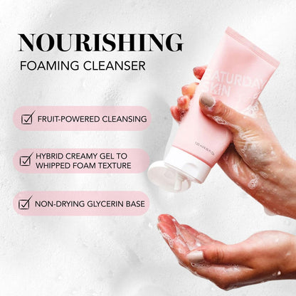 Saturday Skin Hydrating Foam Cleanser – Anti-Aging Face Wash with Apple Extract for Sensitive, Dry Skin | 4.05 Fl Oz Avelisse