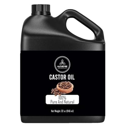 Naturevibe Botanicals 100% Pure Cold-Pressed Castor Oil 32 oz - Hexane-Free, Vegan & Non-GMO for Hair Growth, Skin Care, Eyelashes & Eyebrows