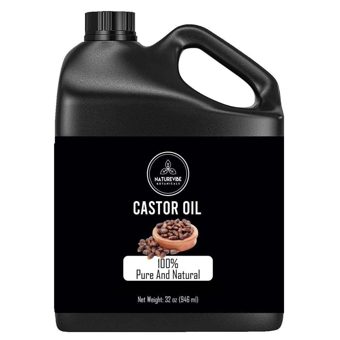 Naturevibe Botanicals 100% Pure Cold-Pressed Castor Oil 32 oz - Hexane-Free, Vegan & Non-GMO for Hair Growth, Skin Care, Eyelashes & Eyebrows - görsel 1
