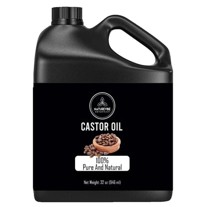 Naturevibe Botanicals 100% Pure Cold-Pressed Castor Oil 32 oz - Hexane-Free, Vegan & Non-GMO for Hair Growth, Skin Care, Eyelashes & Eyebrows