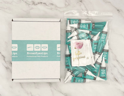 Microblading Aftercare - Box of 25 Individual Packets for PMU and Tattoo Aftercare - Brows, Eyes, Lips Ointment - Petroleum & Paraben Free, Not Tested on Animals Avelisse