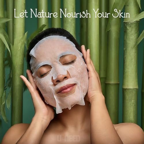 U-NEED 100 pcs Korean Face Sheet Mask (10 Types x 10 pcs) - Natural Tencel Facial Mask, Moisturizing & Tightening, Pigment Balancing, K-Beauty Avelisse