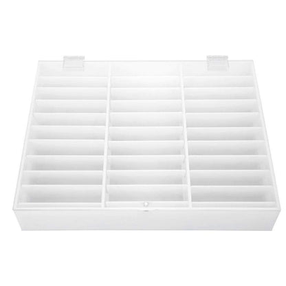 30 Grid Nail Display Case for Nail Art Decorations - Empty Nail Storage Box with Clear Compartments for Nail Tips, White