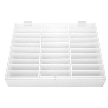 30 Grid Nail Display Case for Nail Art Decorations - Empty Nail Storage Box with Clear Compartments for Nail Tips, White