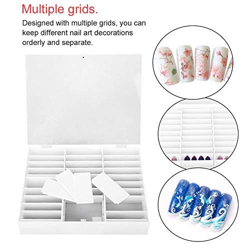 30 Grid Nail Display Case for Nail Art Decorations - Empty Nail Storage Box with Clear Compartments for Nail Tips, White - görsel 12
