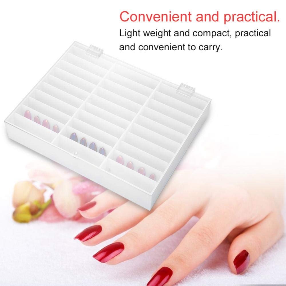 30 Grid Nail Display Case for Nail Art Decorations - Empty Nail Storage Box with Clear Compartments for Nail Tips, White - görsel 5