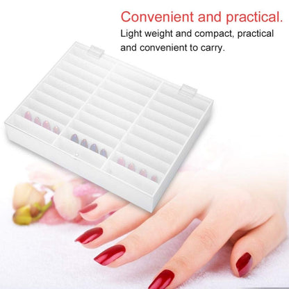 30 Grid Nail Display Case for Nail Art Decorations - Empty Nail Storage Box with Clear Compartments for Nail Tips, White