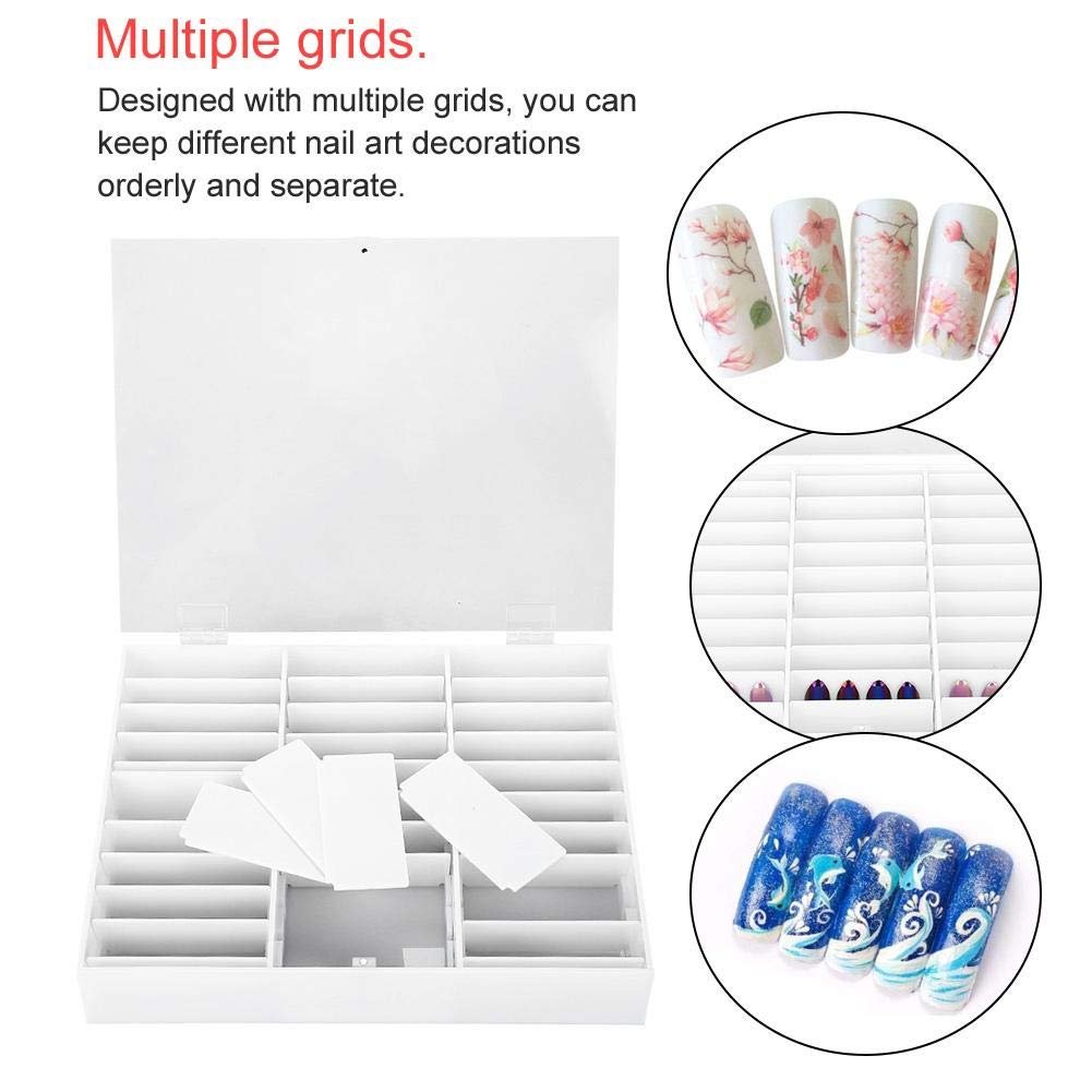 30 Grid Nail Display Case for Nail Art Decorations - Empty Nail Storage Box with Clear Compartments for Nail Tips, White - görsel 11