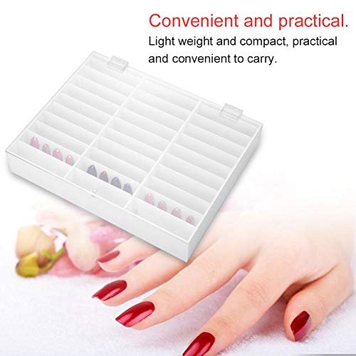 30 Grid Nail Display Case for Nail Art Decorations - Empty Nail Storage Box with Clear Compartments for Nail Tips, White - görsel 6