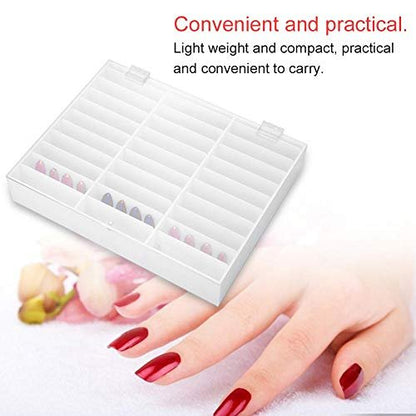 30 Grid Nail Display Case for Nail Art Decorations - Empty Nail Storage Box with Clear Compartments for Nail Tips, White