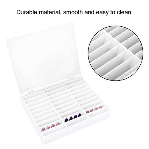 30 Grid Nail Display Case for Nail Art Decorations - Empty Nail Storage Box with Clear Compartments for Nail Tips, White - görsel 8