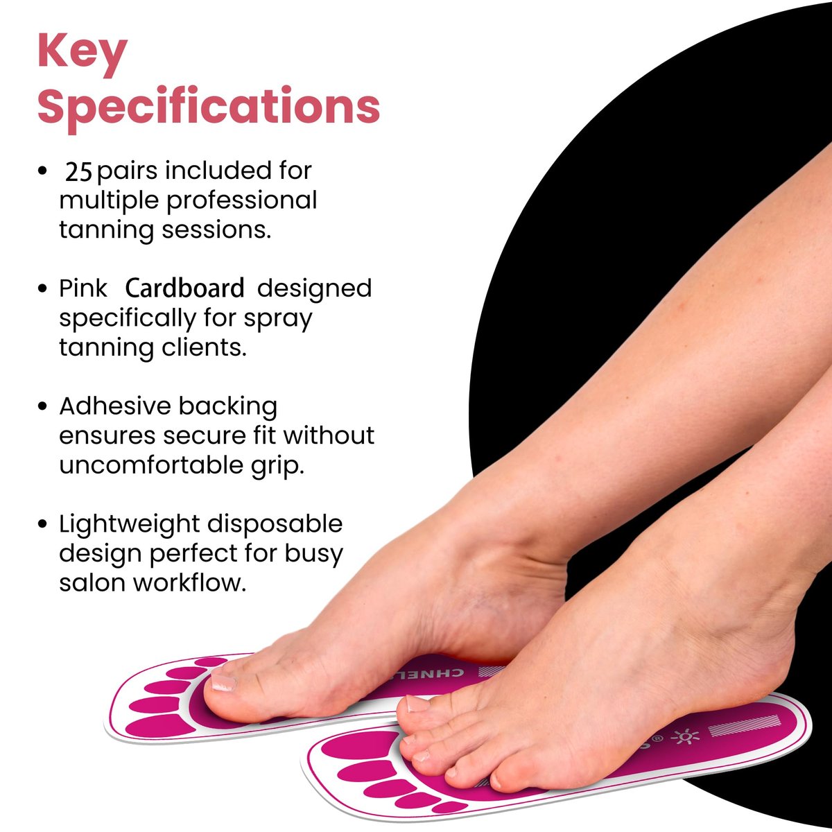 Disposable Spray Tanning Feet Pads – 25 Pairs (50 Feet) Hygienic Foot Protectors for Salons Avelisse