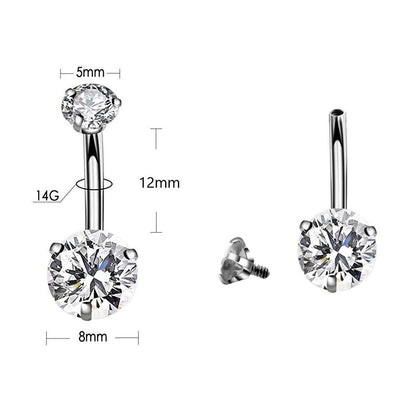 Jconly Pain-Free Belly Button Piercing Kit – 14G Hypoallergenic Steel Needles & Clamp | Professional Navel Ring Starter Set for Safe DIY at Home